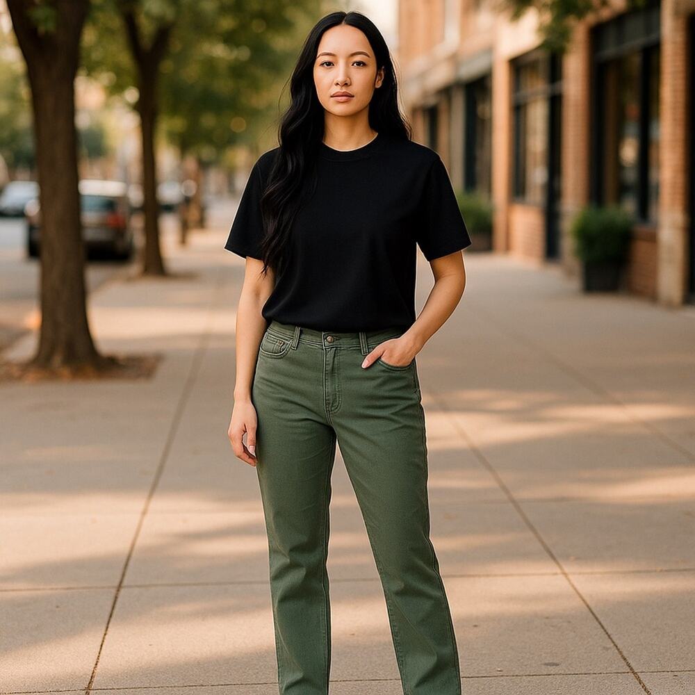 Faded Glory Sage Green Straight Leg‎ Jeans Relaxed Fit Women's 4